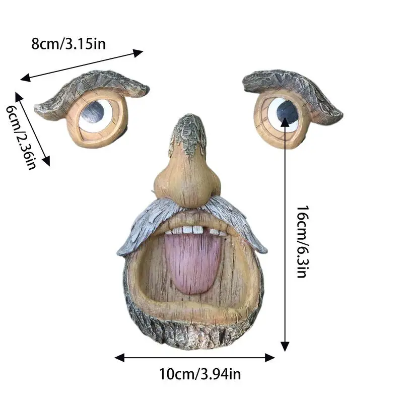زينة شجرة خارجية حديقة جذع شجرة خمسة حواس الفن تغذية الطيور الإبداعية شجرة الوجه التماثيل مضحك رجل يبلغ من العمر شجرة النباح شبح