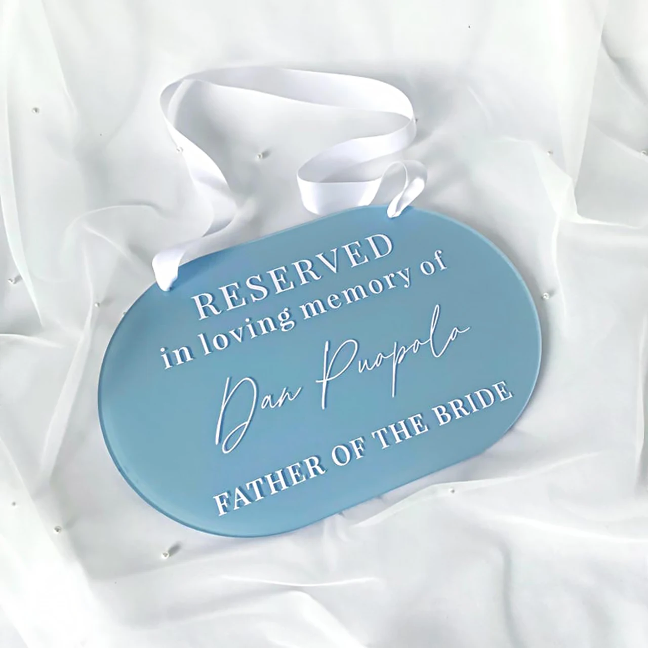 

Reserved seat sign, in loving memory wedding plaque, customized memorial chair hanging sign, personalized special event sign
