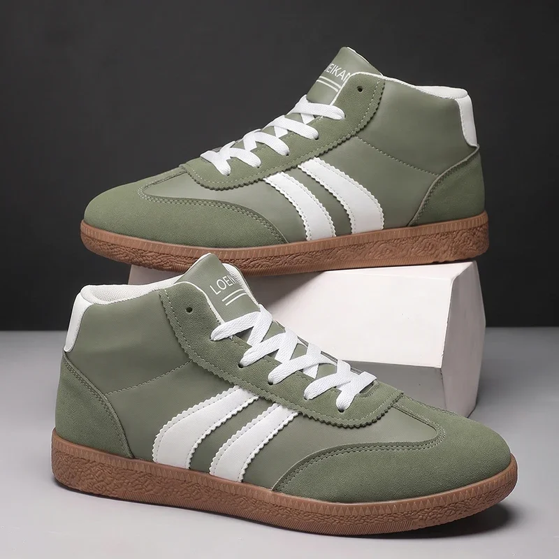 Men High‑Top Retro Sneakers Soft Upper Rubber Sole Lace‑Up All‑Match Shoes For Daily Casual Street Campus City Walking