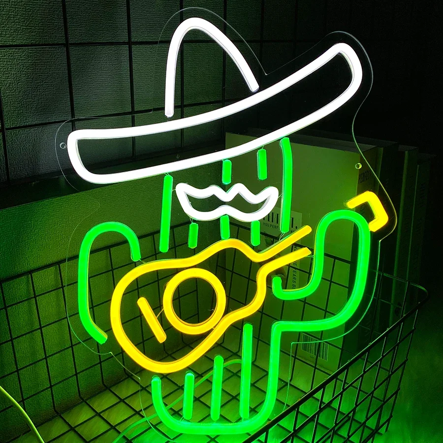 

Вывески с растениями, используются для спальни, бара, игровой комнаты, художественного декора Man Cave Club, ковбойская шляпа, светодиодное неоновое украшение стены, неоновая вывеска кактуса.