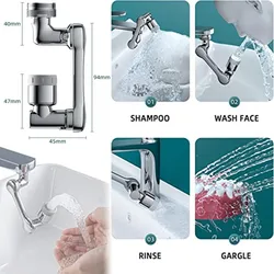 Plastic Robotic Arm Kitchen Faucet Aerator 1080° Rotation Extender Adapter Water Saving Splash-proof Swivel  Faucet Spray Head