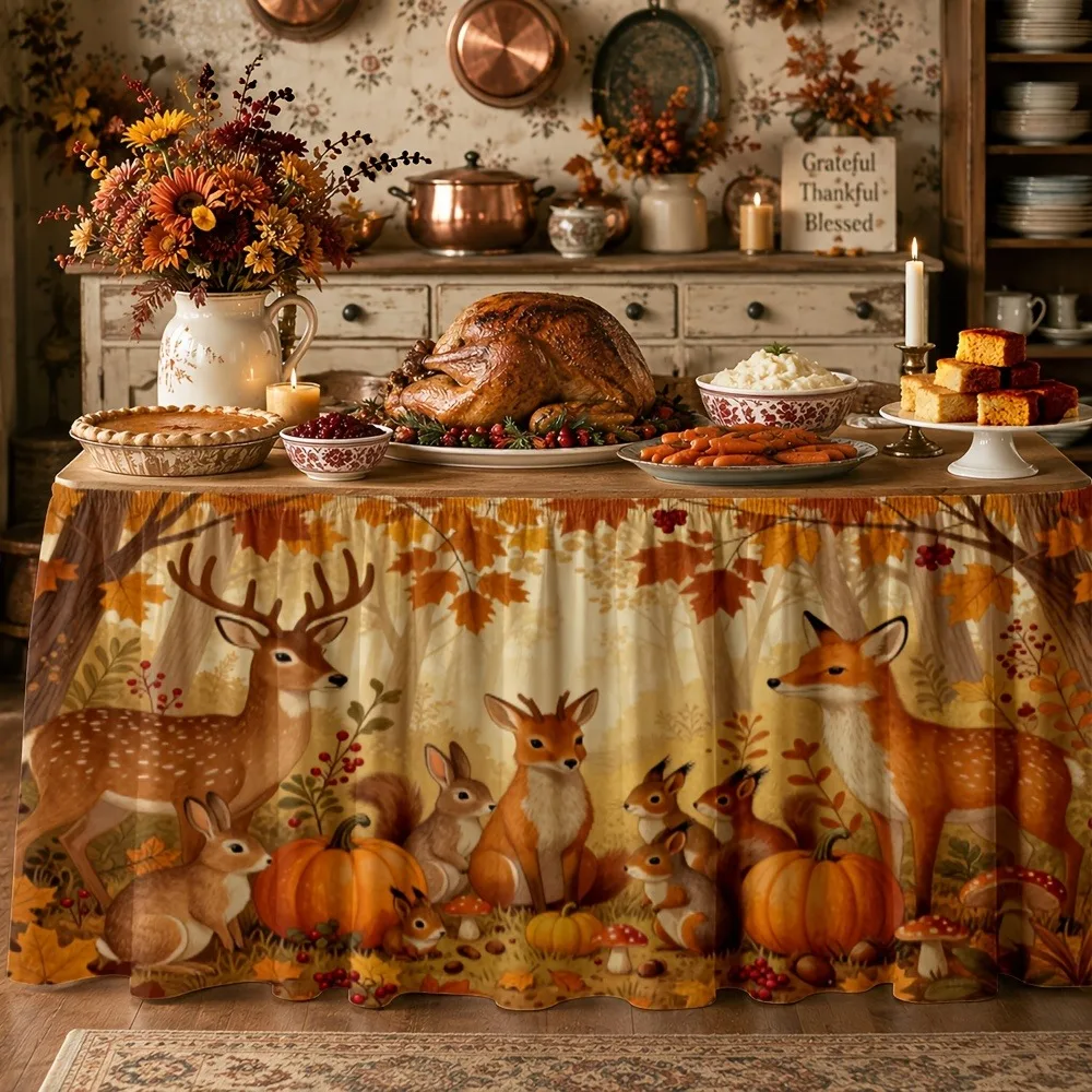 Fox, mushroom, rabbit, woodland theme, send a tablecloth decoration, household decorative tablecloth, the best gift