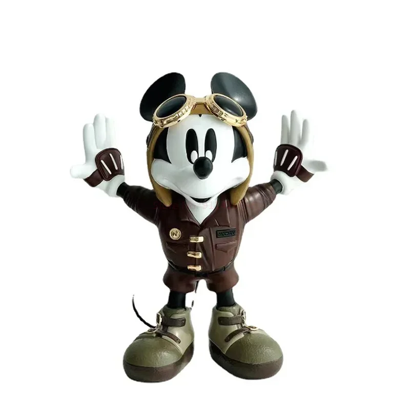 28cm Disney Mickey Mouse Retro Pilot Action Figure Anime Collection Model Toy Ornaments Doll Statue Home Decor birthday Gifts