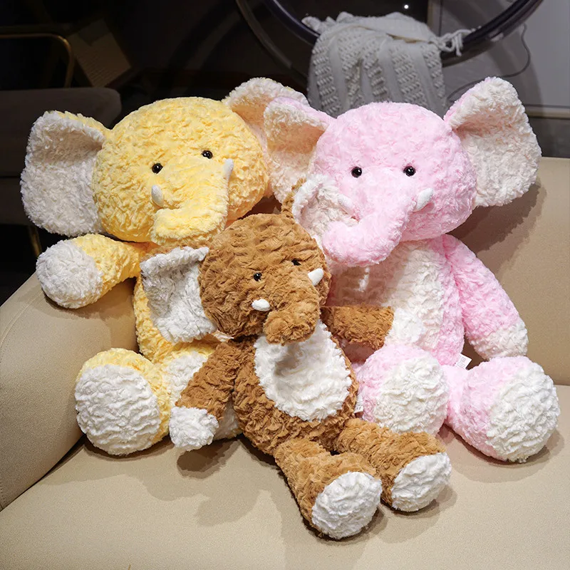 Cute Elephant Plush Brown Pink Blue Yellow With Soft Fur And Floppy Ears Stuffed Kawaii Running Home Cozy Sofa Charming