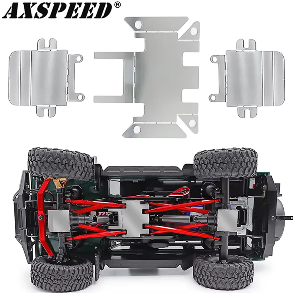 AXSPEED Rvs Chassis Armor Skid Plate As Protector voor 1/18 RC Crawler TRX4M Bronco Defender Upgrade Accessoires