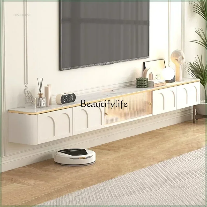 

Luxury Slate TV Wall Cabinet Modern Minimalist Living Room Table Home Furniture Cream Mass Storage Hanging