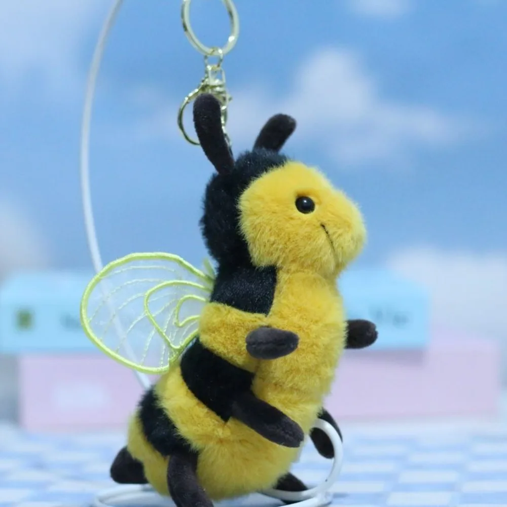 Fashion 15cm Bee Doll Keychain Plush Cartoon School Bag Pendant Hanging Bags Decor Cute Doll Keyring