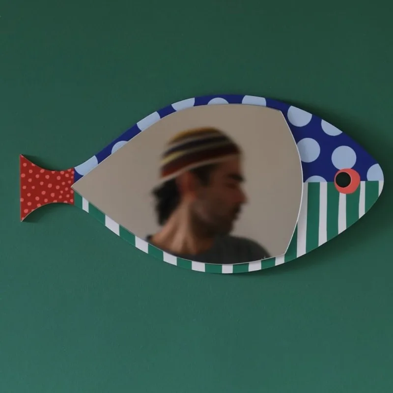 

Niche Design Creative Polka Dot Line Fish Makeup Mirror Creative Decorative Mirror Wall-mounted Mirrors Room Decoration