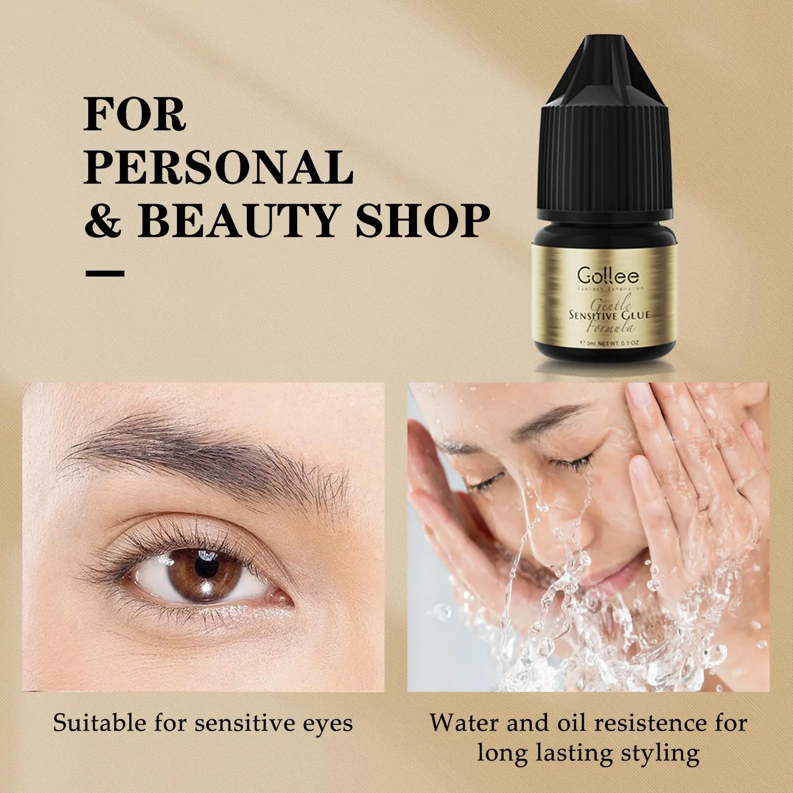 Gollee Adesivo per ciglia Clustered Colla per extension ciglia Delicata non irritante Adatta per occhi sensibili Adatto per uso domestico