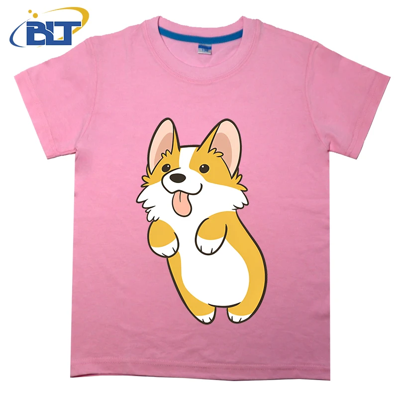 Pembroke Corgi 프린트 어린이 티셔츠, 여름 코튼 반팔 캐주얼 탑, 남아 및 여아에게 적합