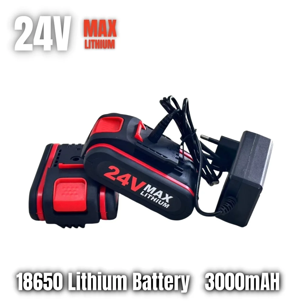 MAX 24V 18650 Lithium Battery Power Tool Universal Rechargeable Screwdriver Electric Drill Pruning Saw 2 Batteries 1 Charger