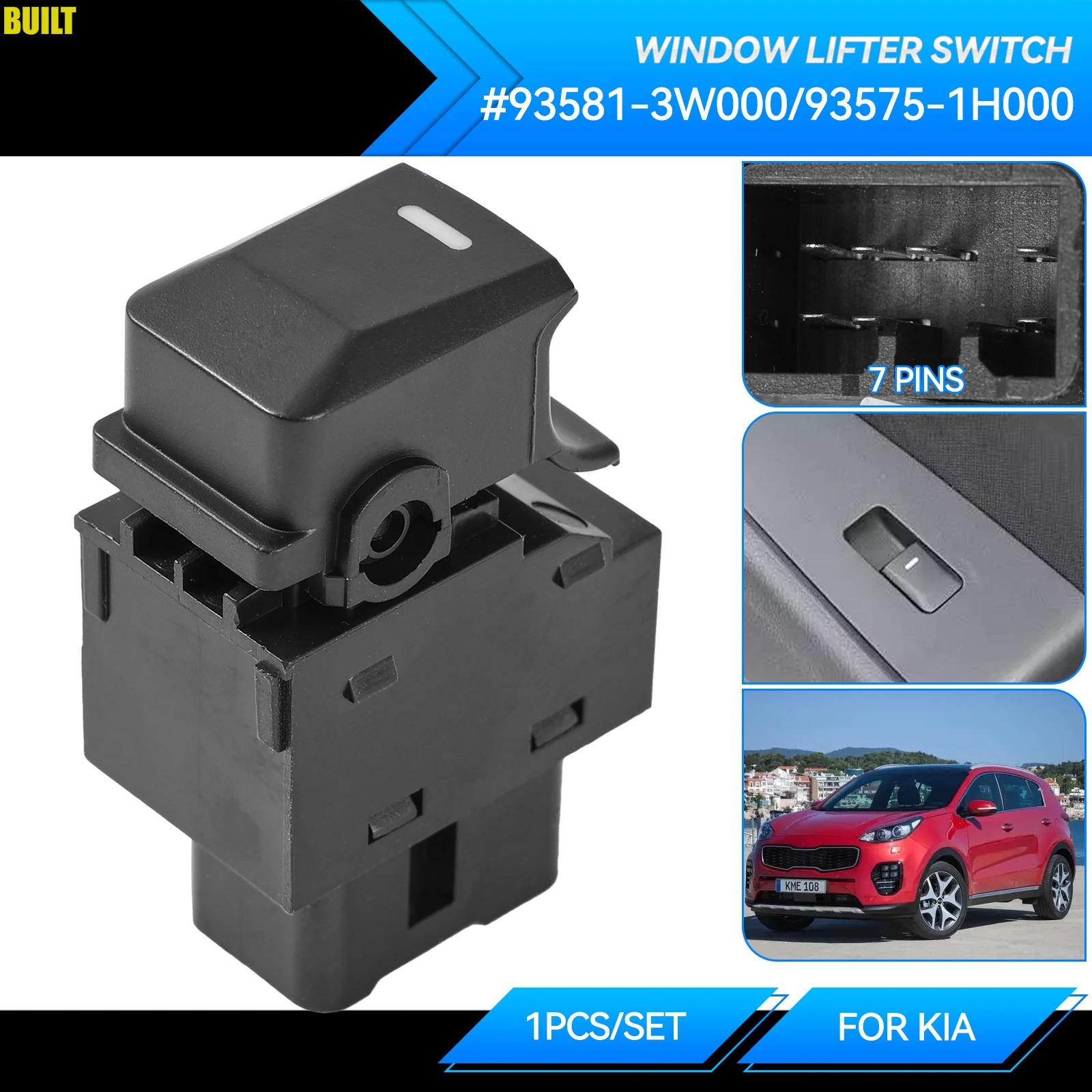 935751H000 for Kia Sportage 2011-16 Electric Door Power Window Switch Button Passenger Side 93575-1H000 369510-1000 93580-3W000