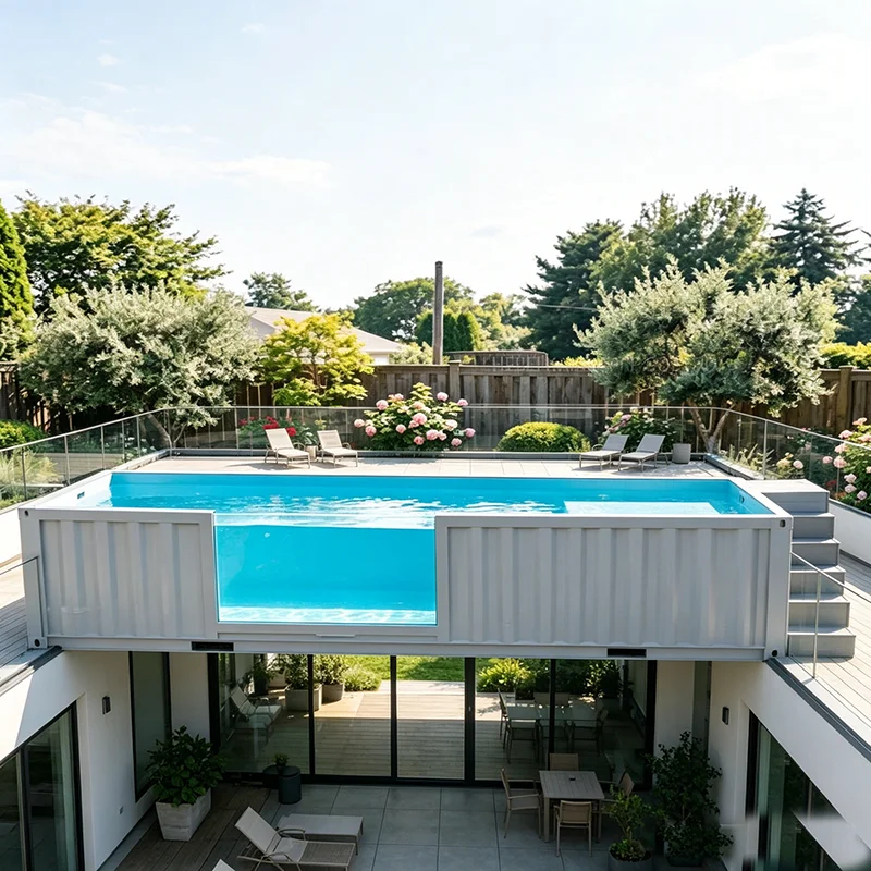 Small 20ft Modular Container Pool Industrial Style Above Ground Shipping Box Pool