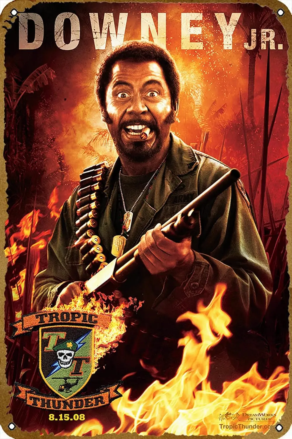 Tropic Thunder Movie (2008) Retro Tin Sign Durable Wall Art Decor Metal Sign Home Vintage Bedroom Decoration Sign 8x12 inch sign