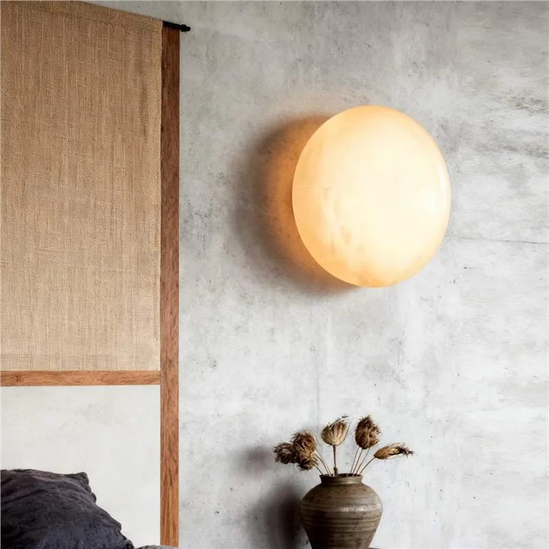 

European Vintage Stone Copper Wall Light For Bedroom Hallway Living Room Remote Control Dimmable Three Color Temperature