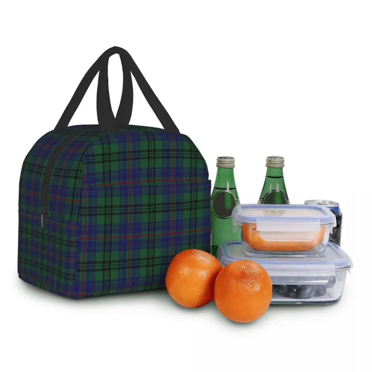 Luxury Geometric Check Scottish Tartan Lunch Bag Portable Gingham Plaid Cooler Thermal Food Insulated Lunch Box Fox Kids School