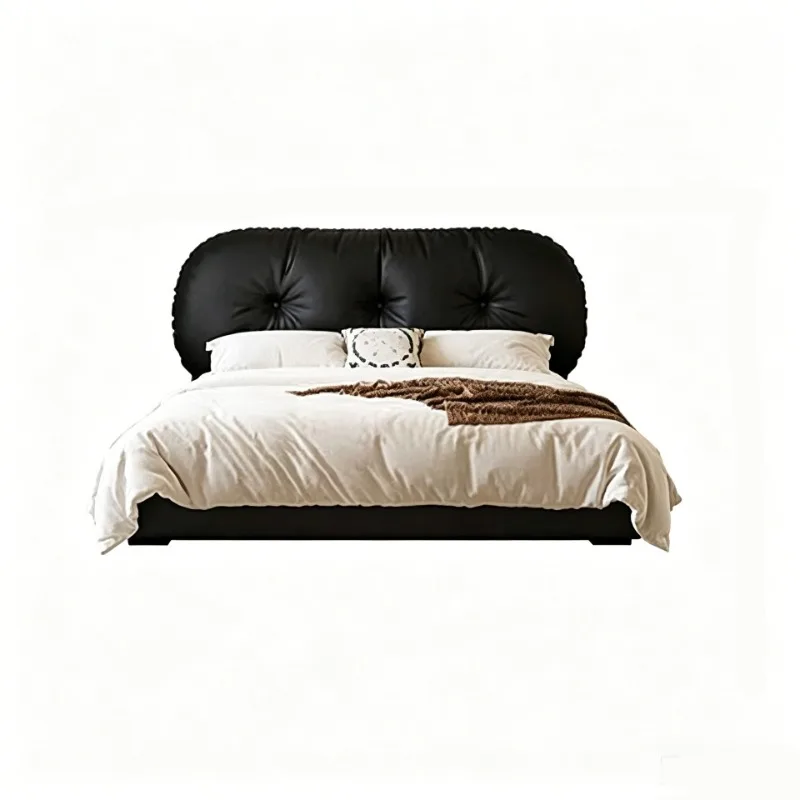 Cream toast bed Italian minimalist storage bed master bedroom atmosphere soft bed