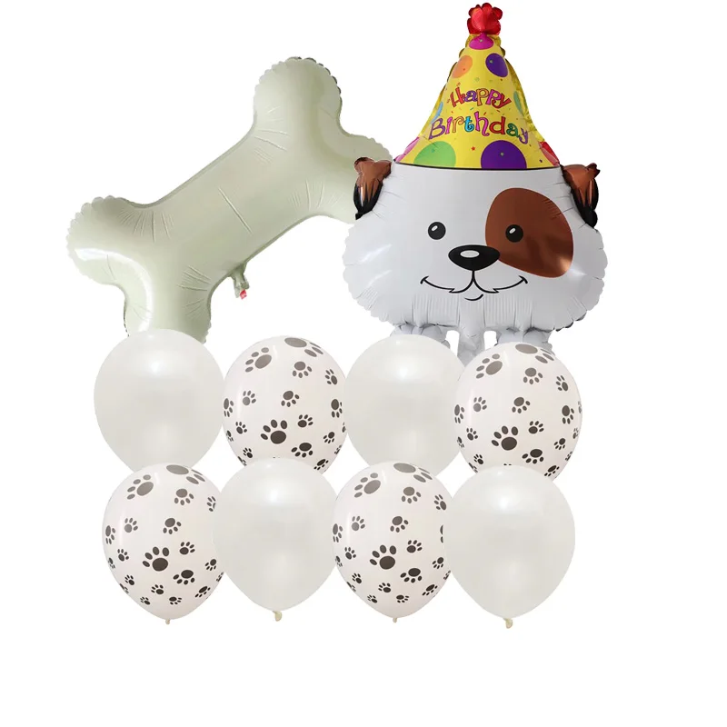 Let's pawty Bone Foil Balloons Let's Pawty Supplies Paws Prints Balloons Dog Happy Birthday Party Decorations Kids Toy Gift