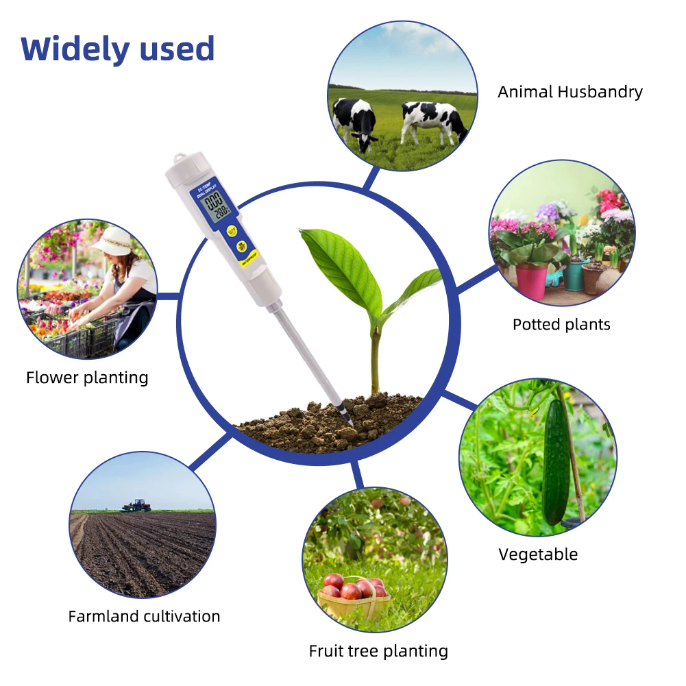 Temperatura impermeável Condutividade Tester, medidor de solo, nutrientes, teste líquido, plantio, jardinagem, hidroponia, interior, 2 em 1