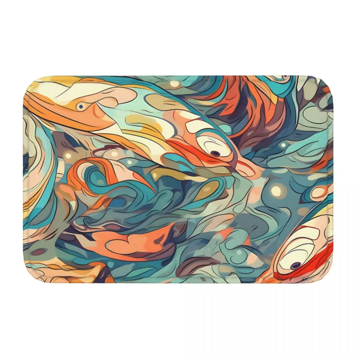 Koi Licious Abstract Art Of Warped Japanese Koi Anti-Slip Rug Doormat Living Room Mat Balcony Carpet Entrance Door Decorative