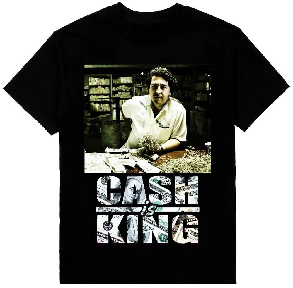 Pablo Escobar Cash Is King Mens Heavyweight T-Shirt Print On Shaka Wear Tee High Quality 100%Cotton Short Sleeve