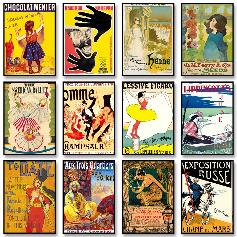 Vintage Classic Advertise Posters Retro Illustration Prints Canvas Painting Wall Art Picture for Living Room Home Decoration