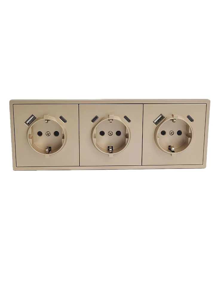 2 USB Type-C snel opladen EU Schuko stopcontact, 80x80mm modern design 16A 250V h 1 tot 5-voudig stopcontact voor thuiskantoor - afbeelding 2