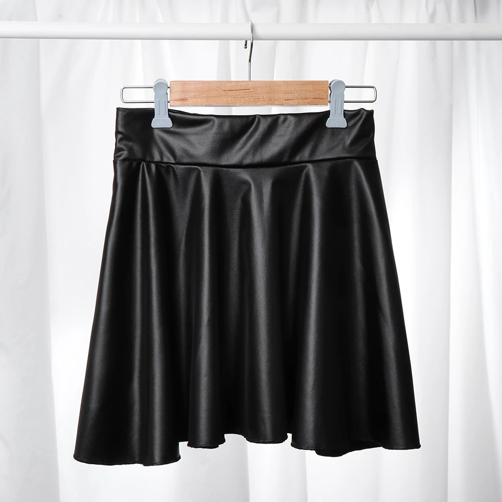 Nightclub Multipurpose Elastic Work Faux Leather Skirts Mini Short Skirt High Waist