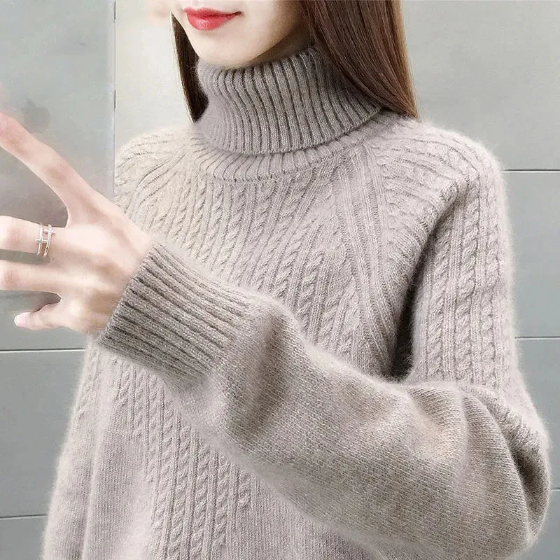 

New Fashion Women Pure Pullover Woolen Sweater Autumn Winter Thickened Warm Cashmere Bottom Sweater Quality Female Sweaters Coat