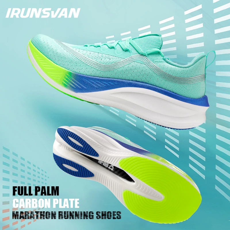 IRUNSVAN Lightweight Men Women Full-Length Carbon Plate Running Shoes Shock-Absorbing Breathable Marathon Training Shoes 007