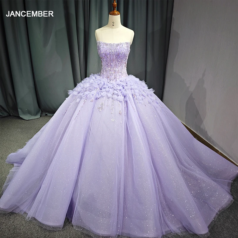 

Jancember Factory Wholesale Promotion Quinceanera Dresses 2024 Floor-Length Strapless Beading فساتين Quinceanera DY1189