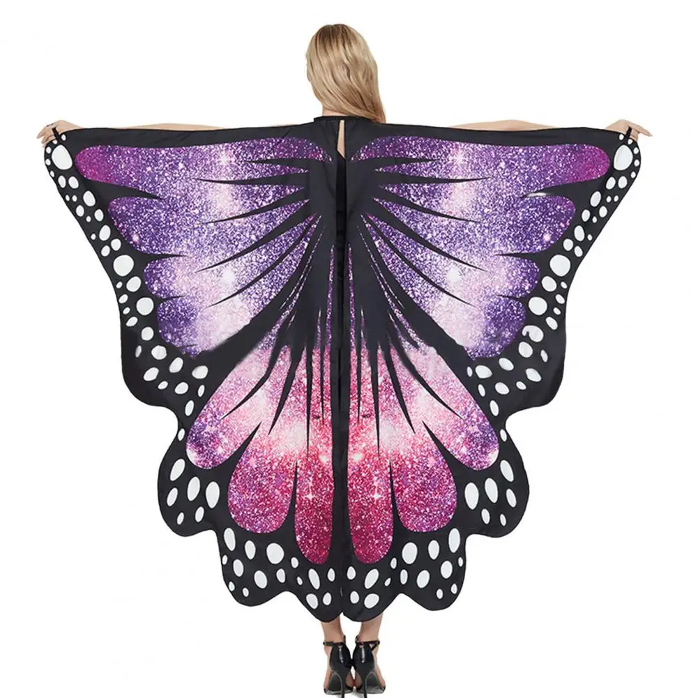 Chal de mariposa colorido con estampado de cielo estrellado, con cordones, alas de rendimiento para niños, capa de mariposa grande para vestido de escenario, capa de chal