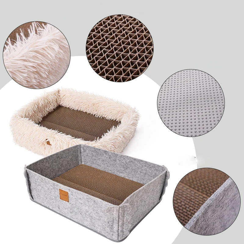 Felt Cat Scratcher Bed Scrapers Grinding Claw Toys for Cats Wear-Resistant Plush Cat Bed Nest Cat Accessories Beds