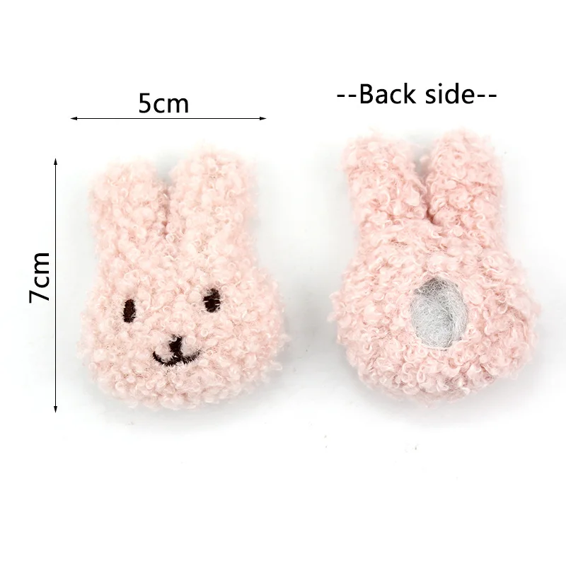 12Pcs 5*7cm Cartoon Plush Rabbit Padded Appliques DIY Headwear Hairpin Crafts Decor Hat Bag Clothing Patches Accessories