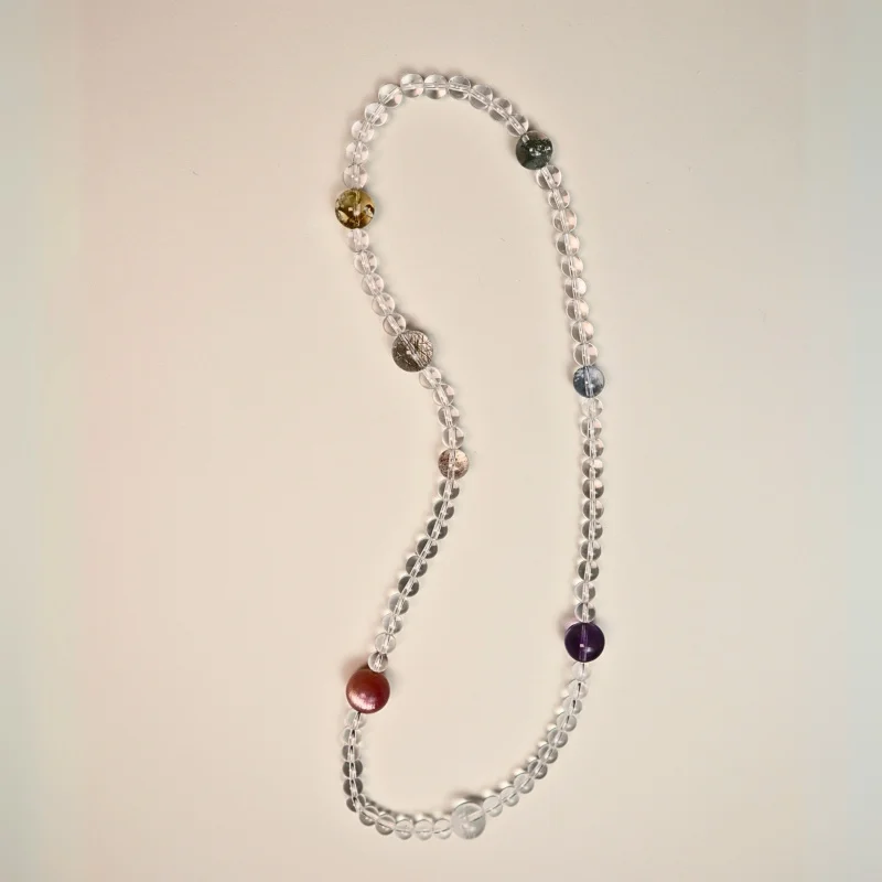 Natural White Dopamine Planet Aquamarine Double Circle Multi-Gemstone Bracelet Women