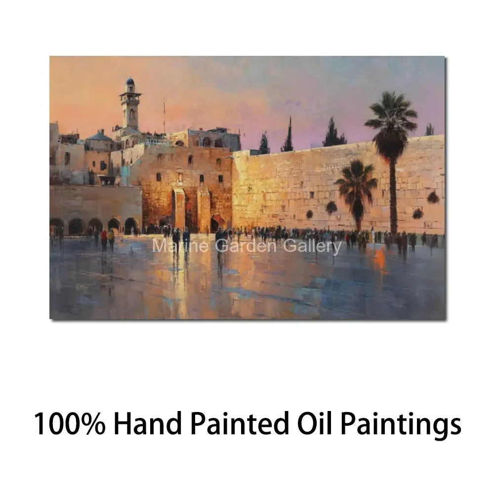 toile-murale-occidentale-kotel-texturee-peinture-a-l'huile-de-jerusalem-peinte-a-la-main-art-de-paysage-juif-pour-decoration-de-maison-de-restaurant-grand