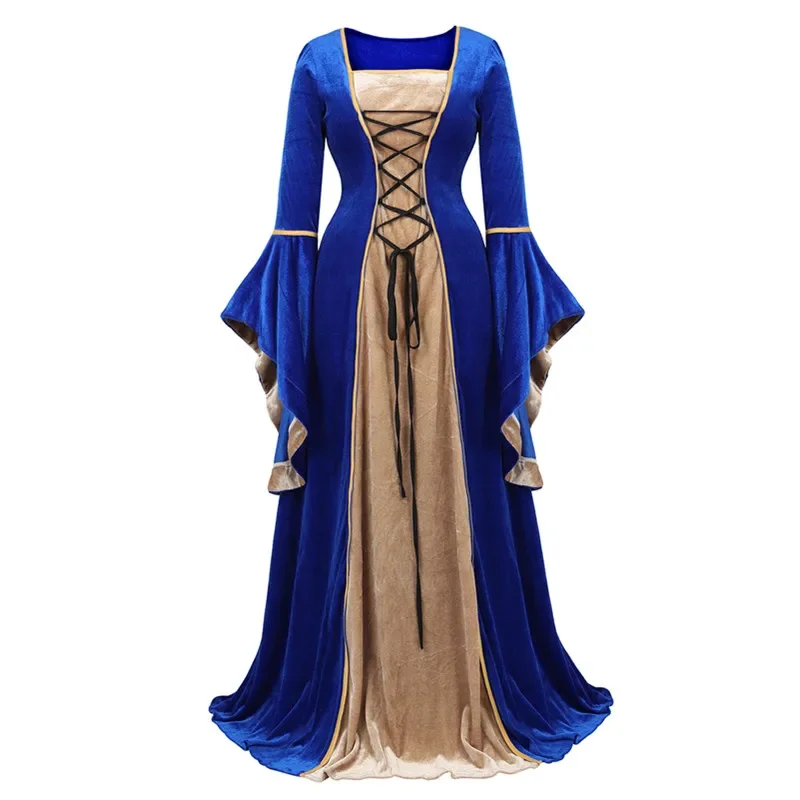 5XL Womens Deluxe Velvet Renaissance Irish Dress Costume vittoriano medievale vestito Victoria Cosplay Retro Gown Fancy Long Dress