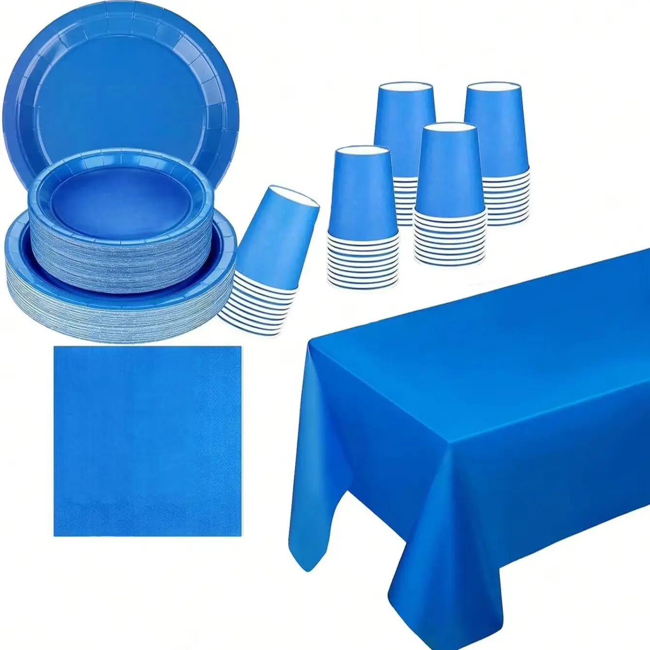 Party Supplies Set Include Paper Plastic Spoons Forks Knives 9/7 Inch Disposable Dinner Dessert Plates