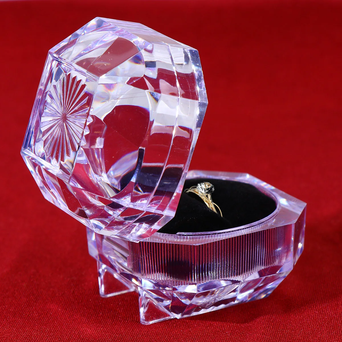 

Premium Ring Box Jewelry Storage Organizer Unique Shape Design for Rings Earrings Necklace Display Gift Black Ring Box