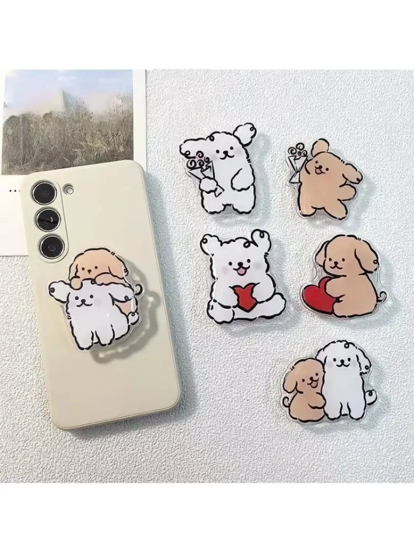Prise magnétique support de poche poignée de téléphone support Tok coréen mignon dessin animé chiot poignée pour iPhone Samsung Xiaomi anneau support de doigt