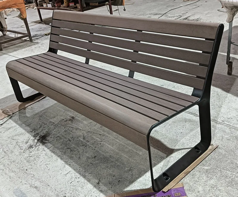 

Outdoor Furniture Park Urban Street Recycled Plastic Bench Seat Outside Public Area Commercial Wood Slat Seating Bench with Back