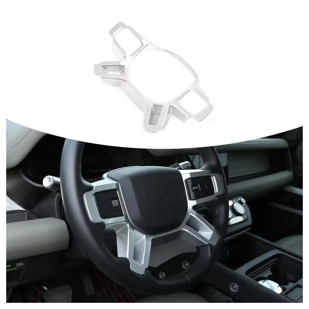 ABS Carbon Fiber Style Steering Wheel Frame Cover For Land Rover Defender L663 90 110 Black Edition Car Modification Decorative view 3
