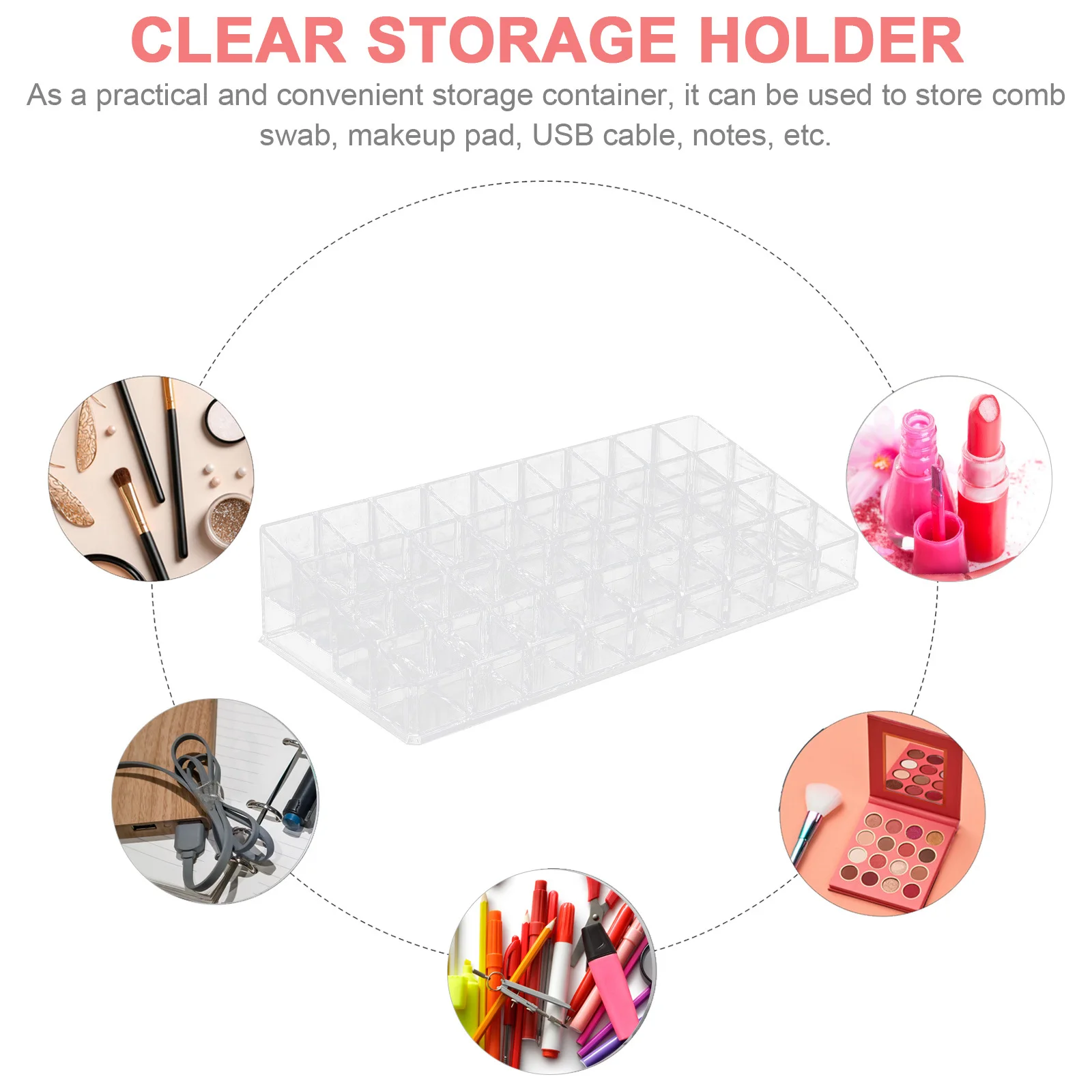 

36-Slot Transparent Lipstick Organizer Desktop Storage Rack Lipstick Organizer Makeup Holder Clear Storage Holder