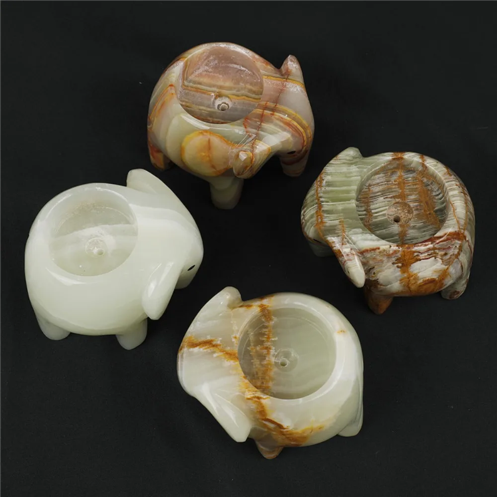 European Elephant Candlestick Jade Marble Wedding Candlestick Home Furnishing Modern Soft Crafts Candle Holder Ornament