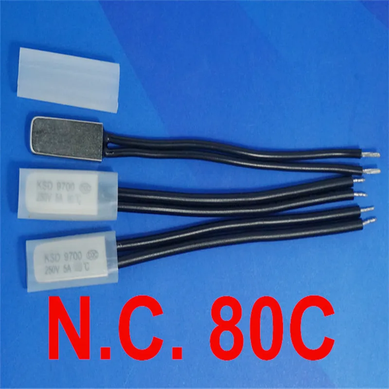 100 pcs/lot) 80C KSD9700 Normally Close Thermostat, Temperature Switch, NC 80 Celsius, Bimetal Disc.