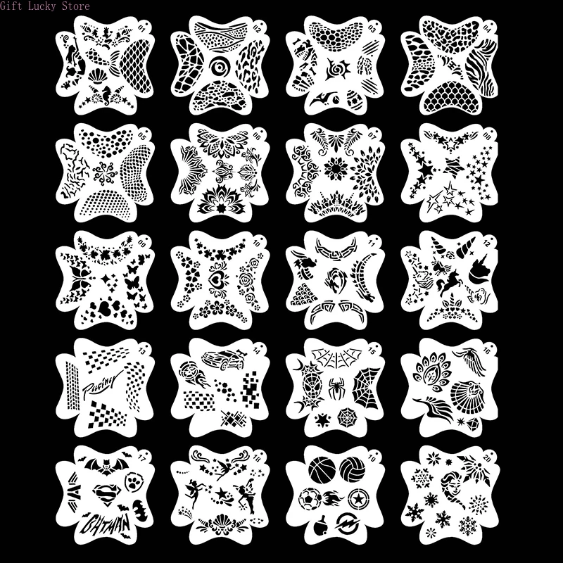 

10pcs Children Stencils Face Painting Washable Body Face Tattoo Spray Painting DIY Template For Kids 13*13cm Holiday Decorations