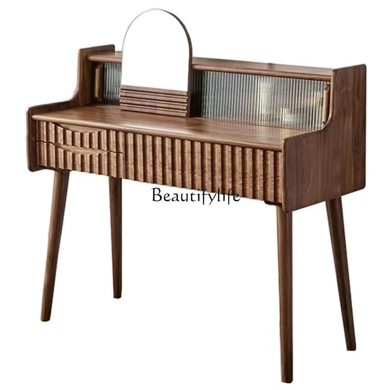 

FG28Black Walnut Solid Wood Dresser Solid Wood Simplicity Modern Cherrywood Bedroom Makeup Table