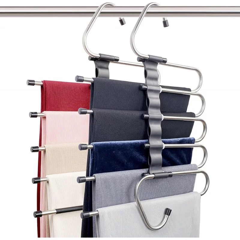 

Magic Pants Hangers Space Saving - 2 Pack Closet Multiple Layers Multifunctional Uses Rack Organizer For Trousers Scarves Sl