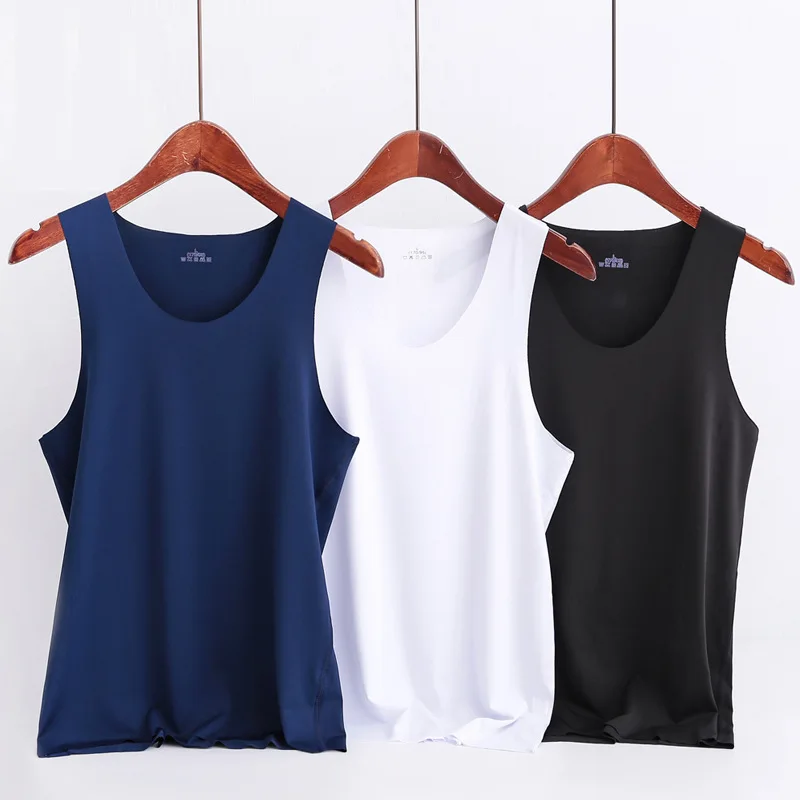 Summer Men seamless Vest Ice silk Sport Vest for Men Clothing Breathable Sleeveless T-Shirts Summer Cooling Mens Tank Tops