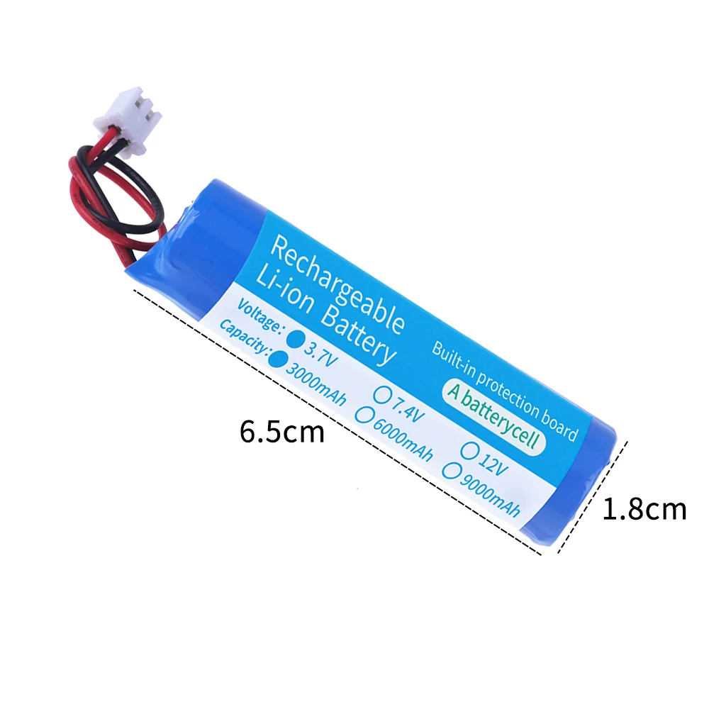 18650 3.7V 3000mAh 6000mAh 9000mAh 12000mAh Li-ion Battery + XH2.54 2P Plug for Bluetooth Speaker Small Player Solar headlights